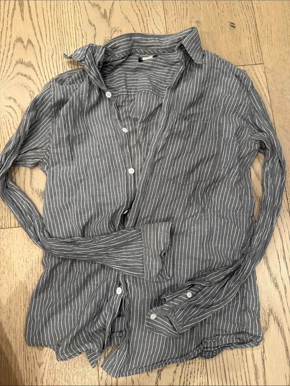 Men's urban outfitters BDG Long Sleeve Gray Pinstripe Shirt